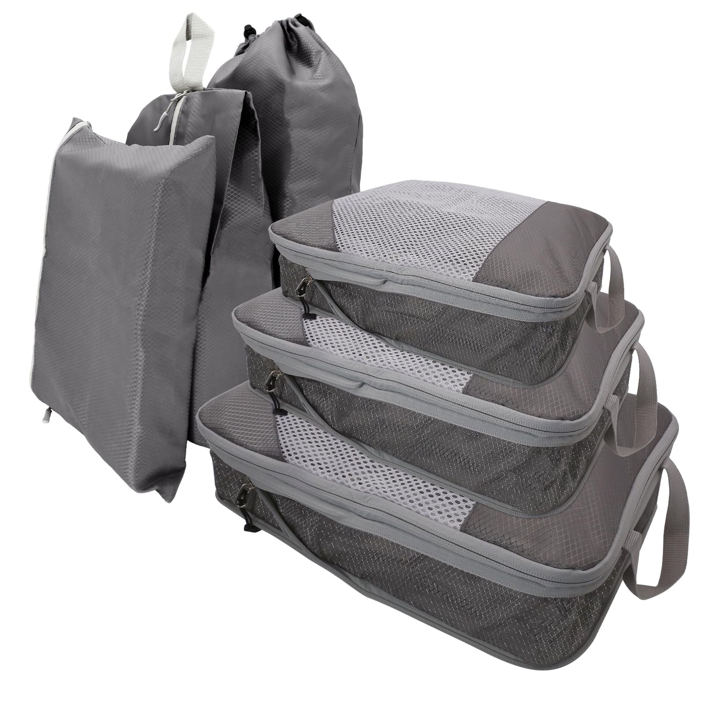 6 Set Compression Packing Cubes for Travel, Lightweight Luggage Organizers, Waterproof & Tear-Resistant, Expandable Travel Organizers Bag Set for Suitcase