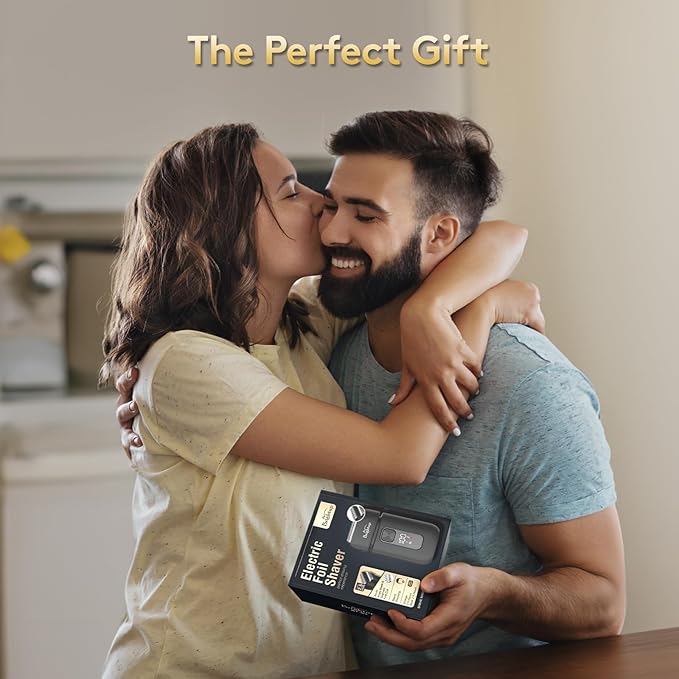 Brightup Foil Shaver, Mens Electric Razor, Shavers for Men with Trimmer, Cordless USB-C Rechargeable Waterproof Double Floating Blades for Close Shaving Face, 2 Speed, LED Display&Travel Pouch, Gray