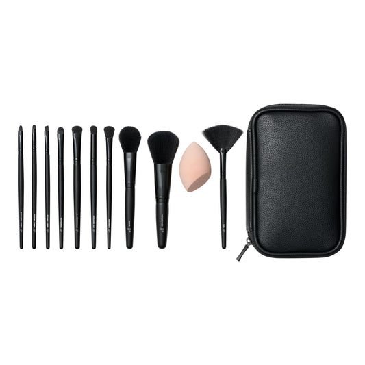 e.l.f. Full Face & Eye Makeup Brush Set with Travel Case, 11 Face & Eye Brushes For Creating A Full Face Makeup Look, Vegan & Cruelty-Free