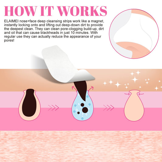 Blackhead Remover Nose Pore Strips for Deep Cleansing, Nose Pore Patches, Targets Pores & Pimples | Absorbs Oil Overnight, 90pcs Blackhead Remover Strip, Cruelty-Free | Facial Skin Care Products