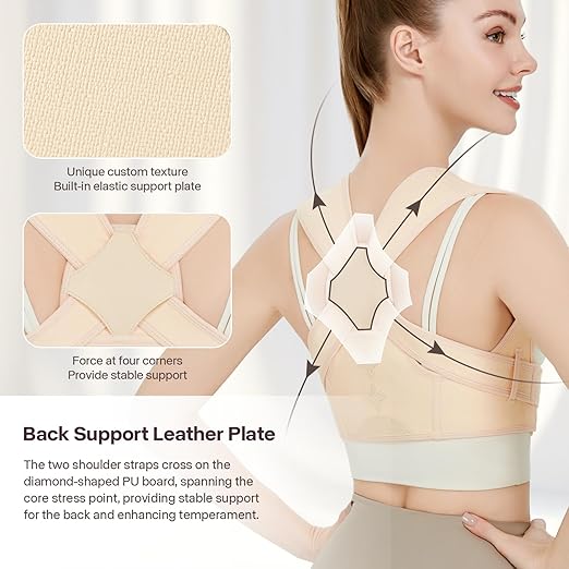 Back Brace Posture Corrector for Women and Men,Adjustable Shoulder Posture Brace,Upper Lower Pain Relief - Scoliosis,Hunchback,Hump,Spine Beige(Large/X-Large)