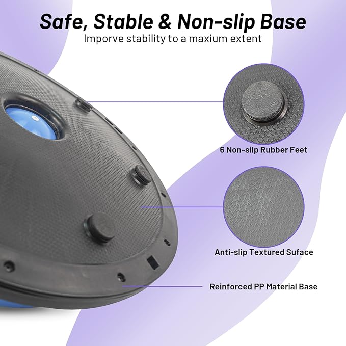 ATIVAFIT Half Exercise Ball with Massage Granules, resistance Bands Balance Ball Balance Trainer for Home Gym Full Body Workouts Half Ball Balance Trainer For Men Women