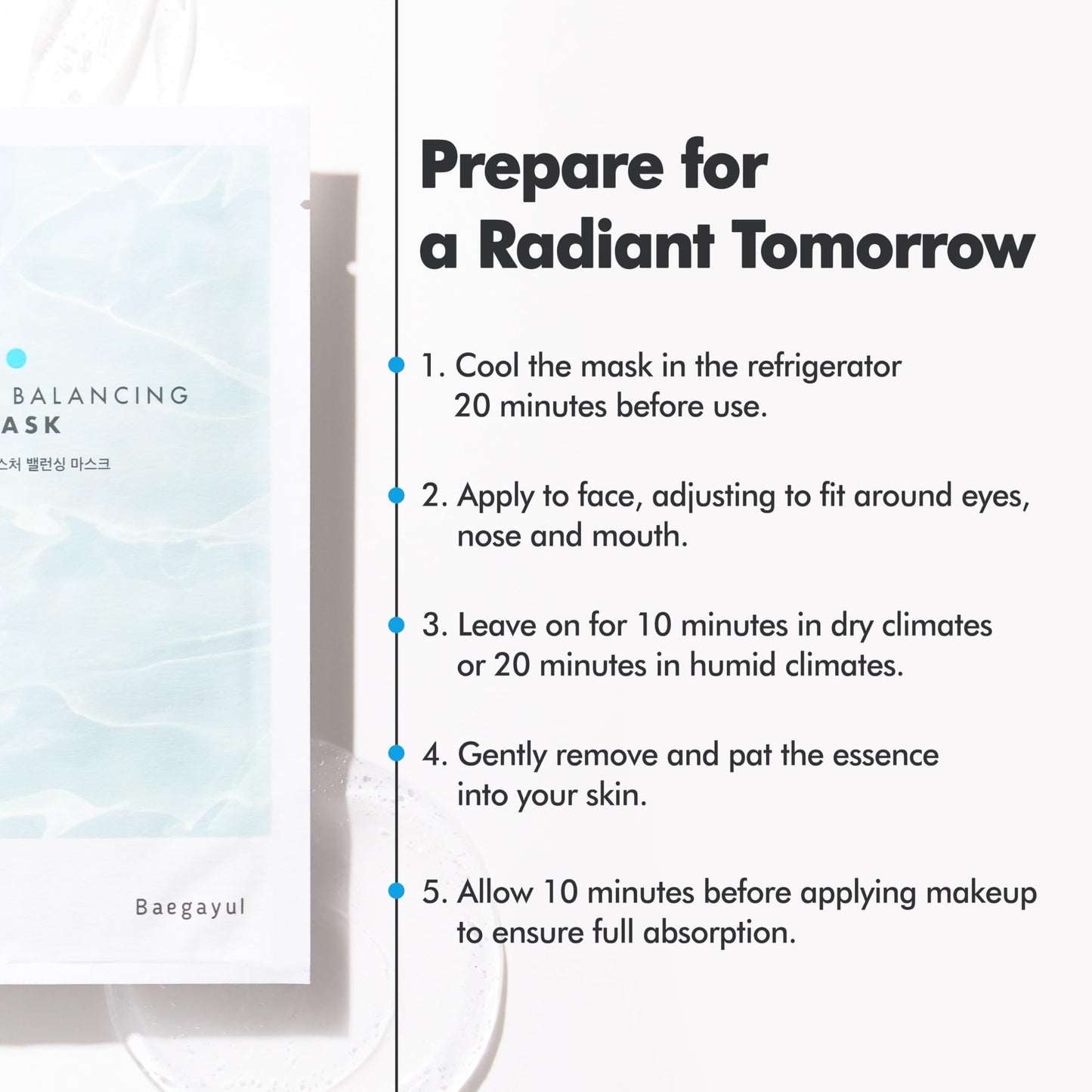 Baegayul Moisture Balancing Sheet Mask 10EA - Hydrating & Soothing Facial Mask with Hyaluronic Acid, Glow Skin Watergel Texture, Korean Skincare for All Skin Types, Lightweight Non-Sticky Face Mask