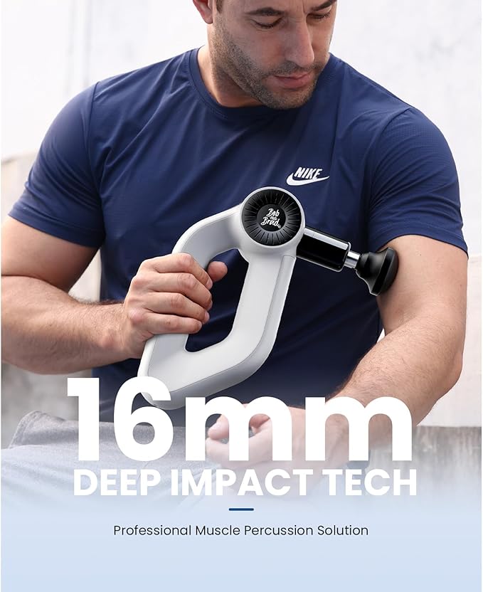 BOB AND BRAD D6 Pro Plus Massage Gun with Heat, Deep Tissue Percussion with 16mm Amplitude, Professional Muscle Massager Gun for Athletes, Quiet Electric Handheld Massager
