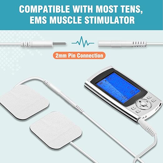 72-Pack TENS Unit Pads (2"x2"), Reusable Self-Adhesive Electrodes Pads with 0.2mm Connector, Latex-Free, Hypoallergenic & Compatible with TENS/EMS