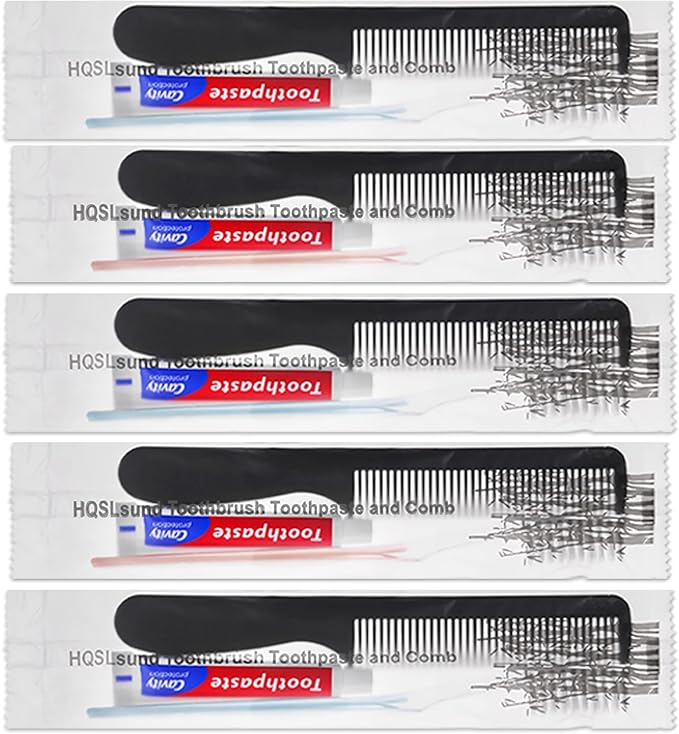 30pcs Disposable Toothbrushes with Toothpaste and Comb Individually Wrapped,10g Toothpaste,7inch Black Comb, Toothbrush for Homeless, Hotel,AirBnb
