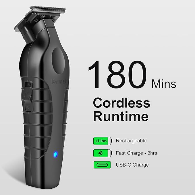 KEMEI 2299 & Extra Blade,Professional Electric Beard Trimmer for Men,Cordless Mens Hair Clippers,Barber Clippers for Hair Cutting/Mustache, Hair Clipper Kit,Trimmers for Barbers,T Liners,Zero Gapped