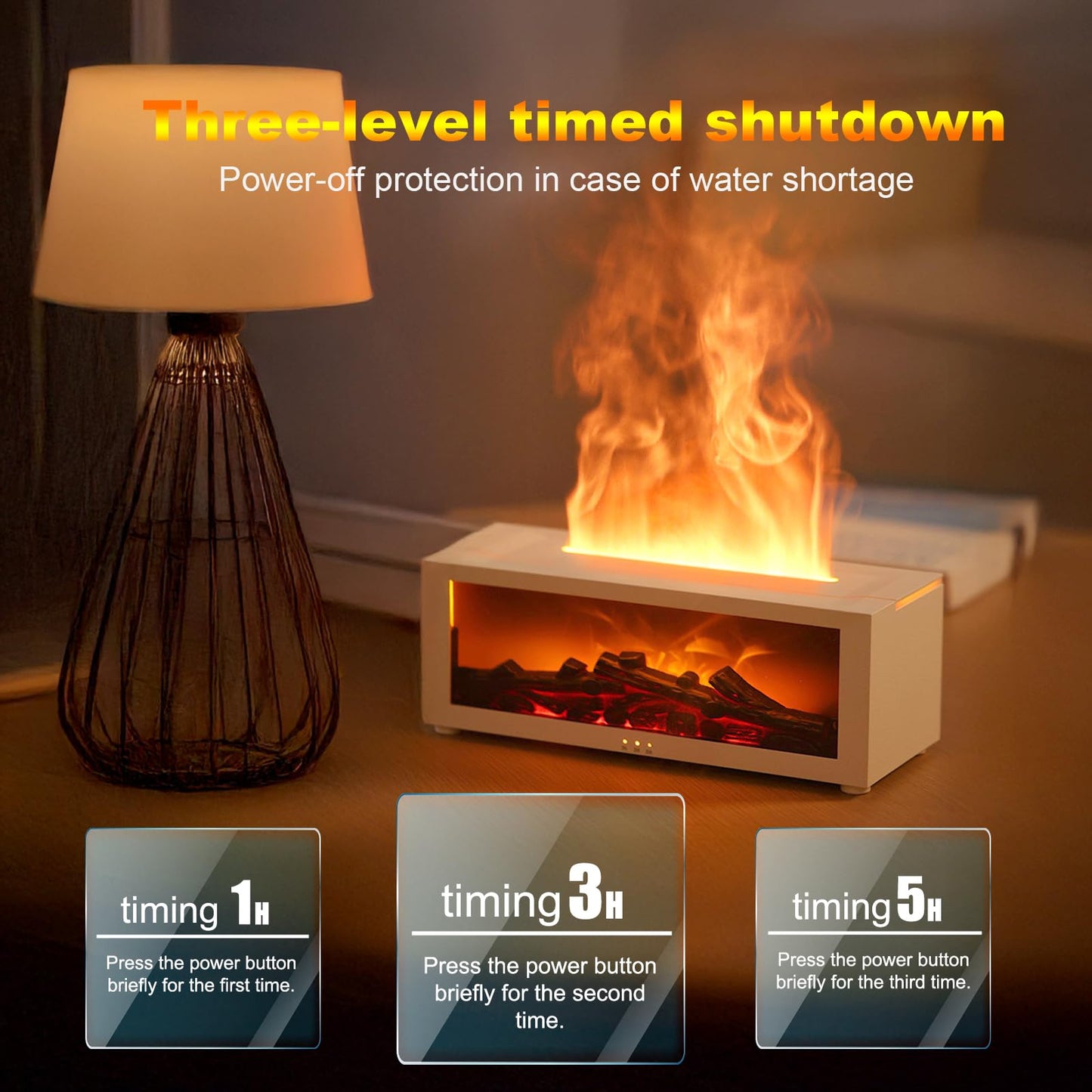 Mini Fireplace Diffusers for Essential Oils Fireplace Humidifier with Remote 150ml Fireside Ultrasonic Humidifier Bonfire Flame Diffuser with 7 Colors Light for Home Room Office (Black)