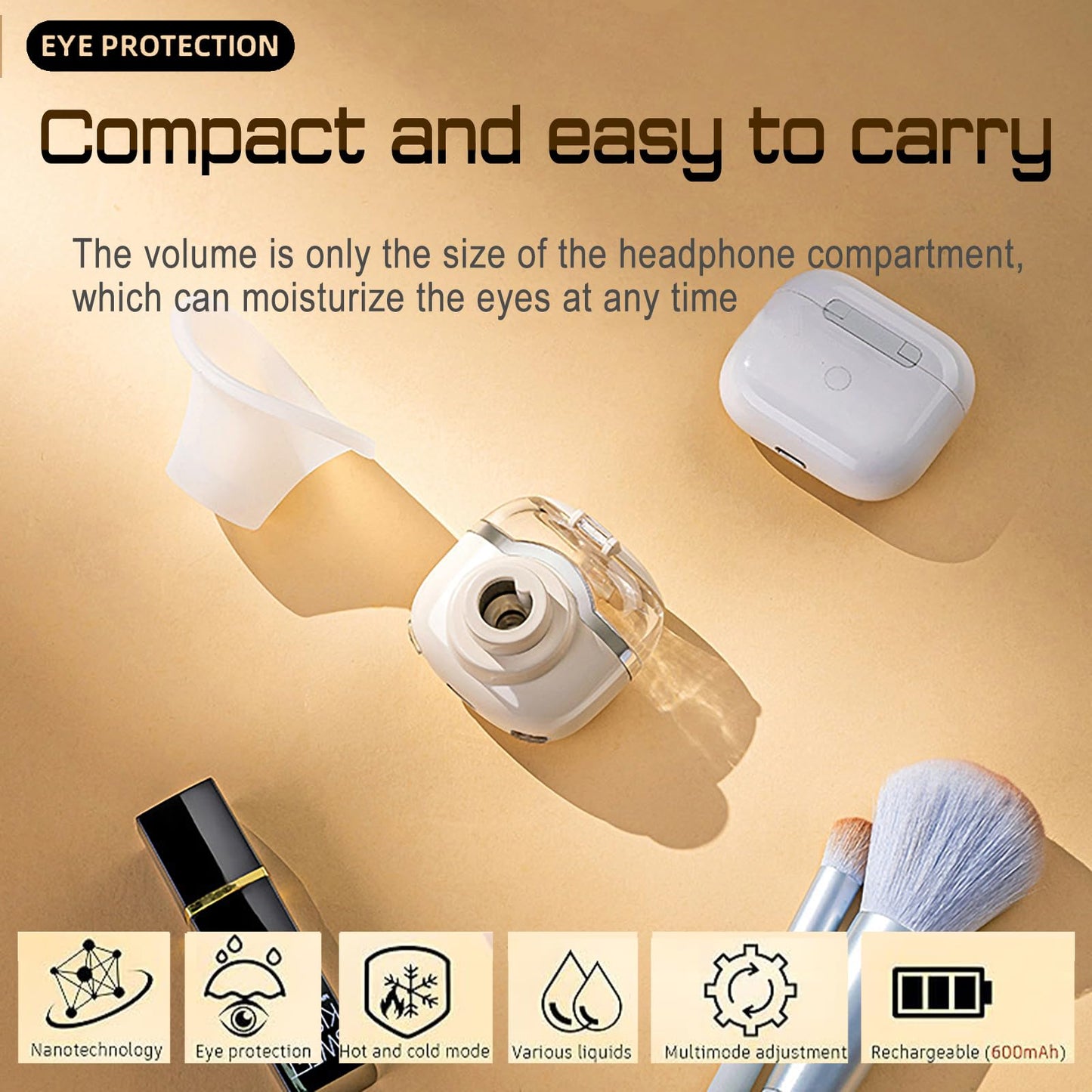 JEINHAIO Eye Mist Sprayer for Dry Eyes Portable Warm Compress Eyes Heated Nano Mister for Eyelid Eye Skin SPA Eye Steam Relief Dry Eyes and Stye Mini Eye Drops Tool