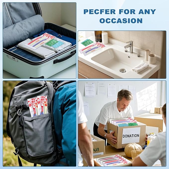 Bulk Hygiene Kits for Homeless,Disposable Toothbrushes with Toothpaste and Comb for Homeless Individually Wrapped，Basic Toiletry Kits Travel Size Shampoo And Body Wash For Hotel,Air Bnb Charity (200)