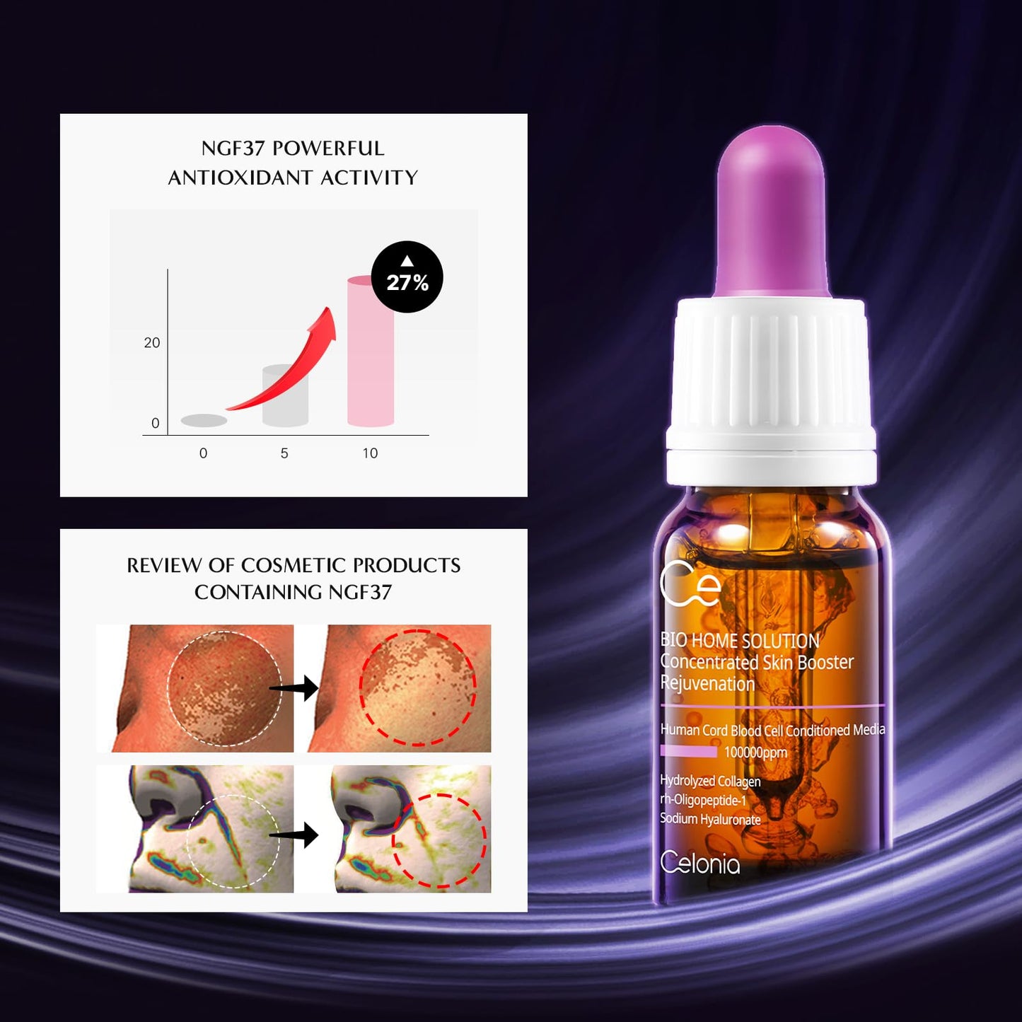 CELONIA Bio Home Solution Concentrated Skin Booster, Bio Stem Cell Ampoule, Korean Cell Growth Anti Aging Serum For Reduce Fine Line, Wrinkles & Acne Scars, Corrects Dark Spot & Reduce Redness (10ml)