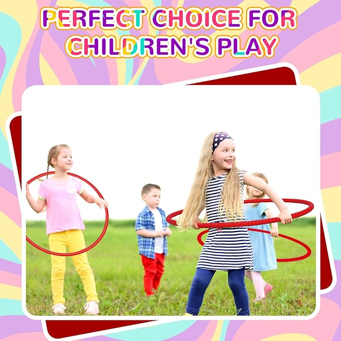 2 Pcs Toy Hoop Exercise Hoop Detachable Adjustable Plastic Toy Ring Playground Equipment for School Colored Circles Exercise Ring for Teens Dog Agility Equipment(Red,20 Inch)