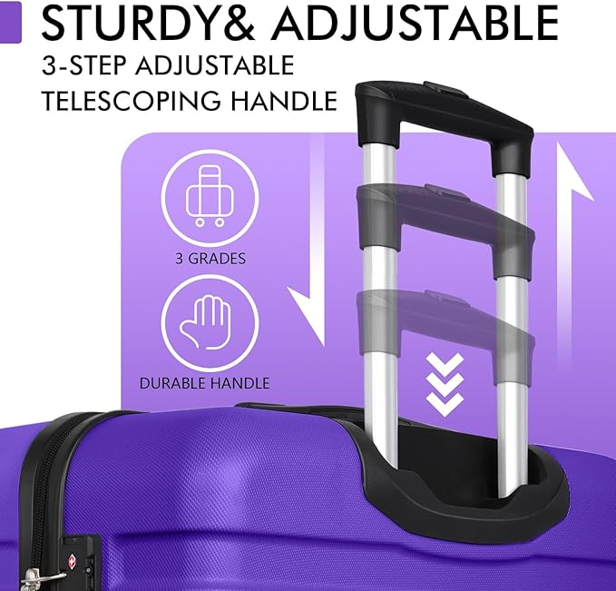 AnyZip Luggage PC ABS Hardside Lightweight Suitcase with 4 Universal Wheels TSA Lock Checked-Large 28 Inch Violet Purple