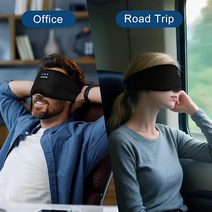 Deep Sleep Mask with Bluetooth 5.4 Headphones - Blackout Sleeping Mask Side Sleeper Eye Masks Earphone Rechargeable Headband Wiless Music Ear Muffs Portable Travel Essentials Gift for Women Men Mom