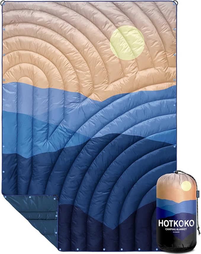 Camping Blanket,Puffy Printed Camping Blanket Lightweight Packable Outdoor Blanket for Camping,Traveling, Stadium, Hiking, Picnics