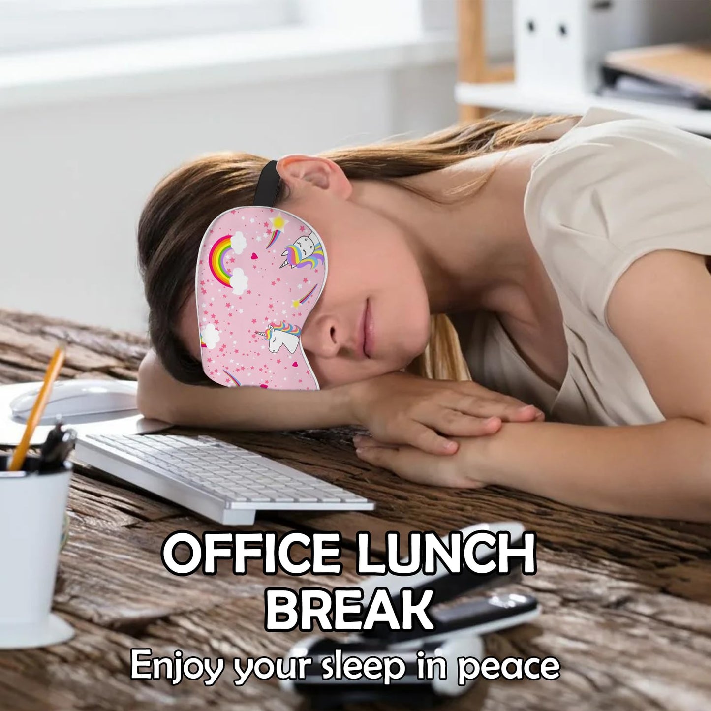 BHAHB 2 PCS Sleep Eye Mask Silk Sleeping Soft with Elastic Strap Eye Sleep Shade Cover for Cute Aesthetic Unisex Women Girls for Airplane Travel Nap-Dinosaurs Unicorn