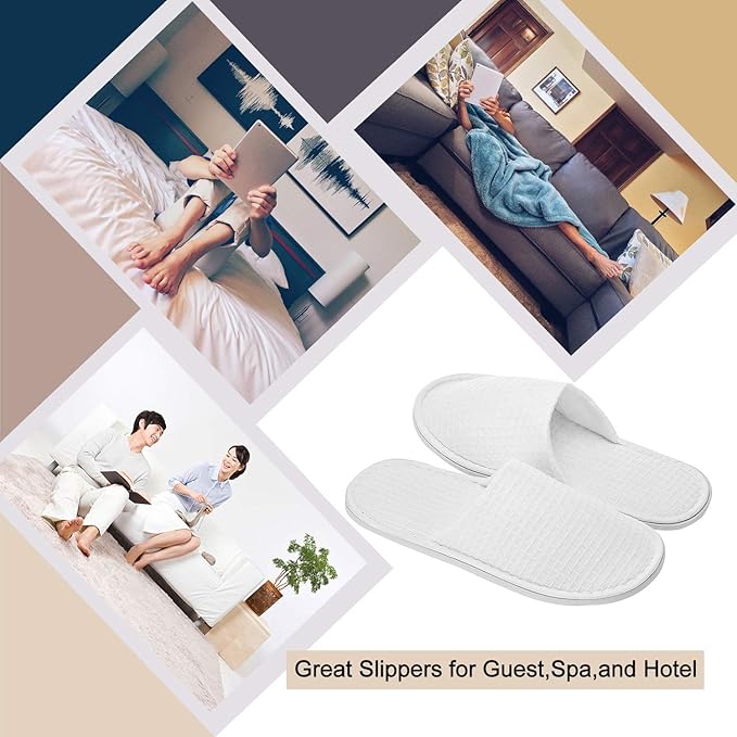 AhfuLife Spa Slippers - 5 Pairs of Disposable, Non-slip, Closed-Toe Slippers for Hotel, Guest, House, Wedding, Travel