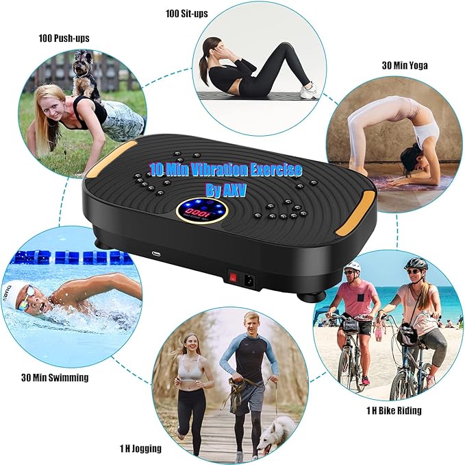 AXV Vibration Plate Exercise Machine Whole Body Workout Vibrate Fitness Platform Lymphatic Drainage Machine for Weight Loss Shaping Toning Wellness Home Gyms Workout