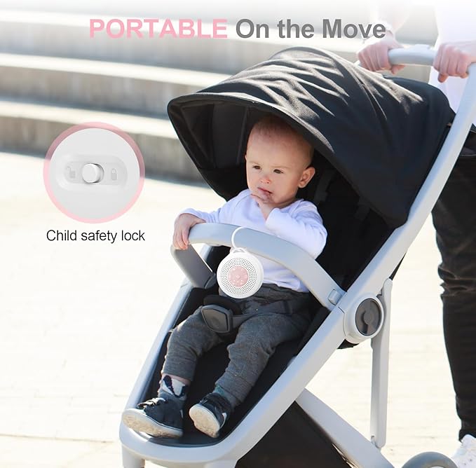 White Noise Machine, Portable Sound Machine with 2000mAh Battery, 21 Soothing Sound Machine for Baby Kids Adults Sleeping, Sound Therapy Sleep Aid with Timer and Child Lock for Home Travel Nursery