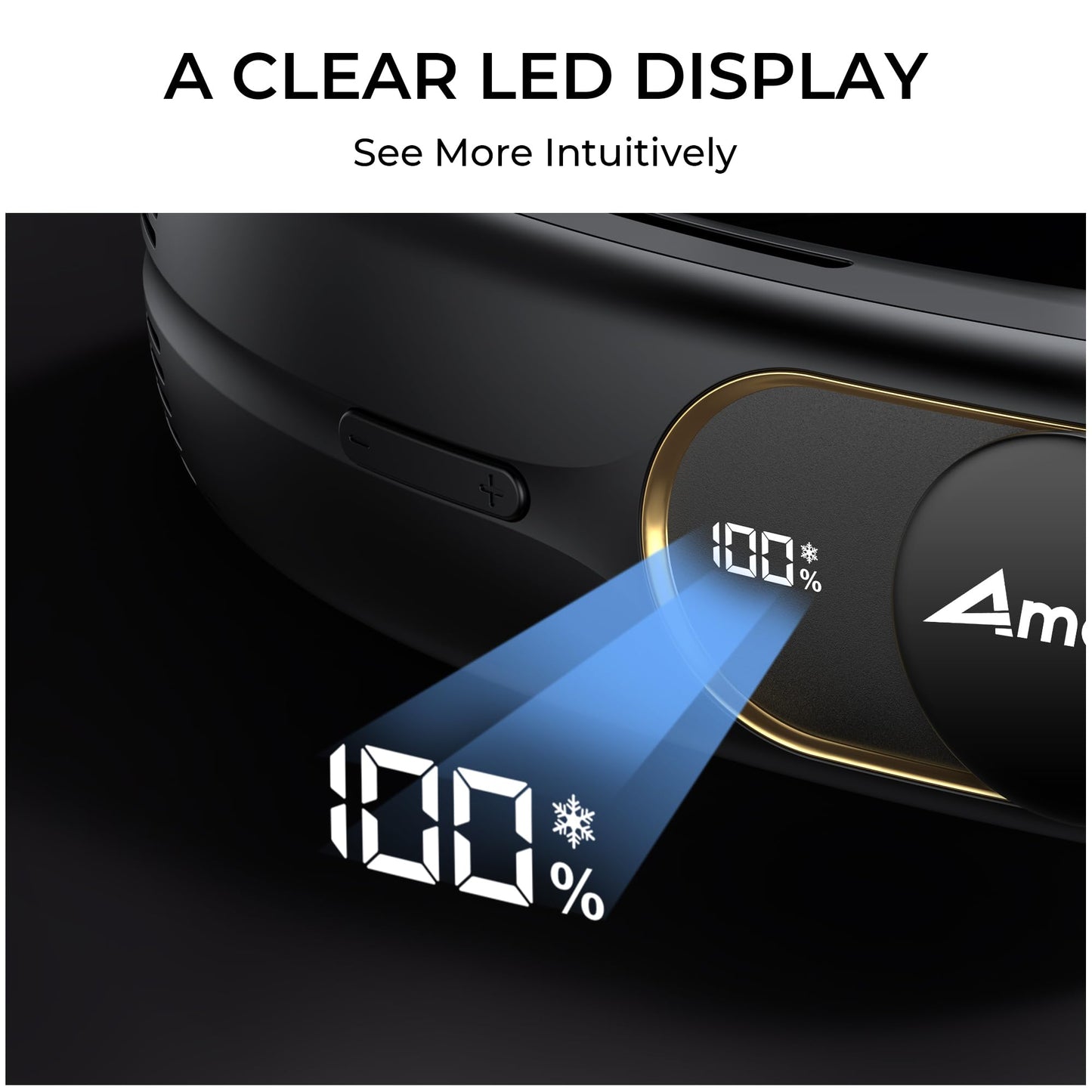 AMACOOL Portable Air Conditioner Portable Neck Fan, 3-Speed Hands Free, 5000mAh Rechargeable Battery Bladeless USB Fan, Long Lasting with LED Screen Cooling for Gift Working Travel Indoors & Outdoors