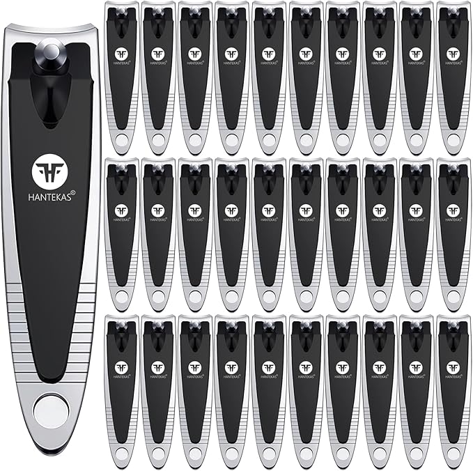 30 Pieces Fingernail Nail Clipper Bulk Blak Sliver Portable Toenail Clippers Cutter Set