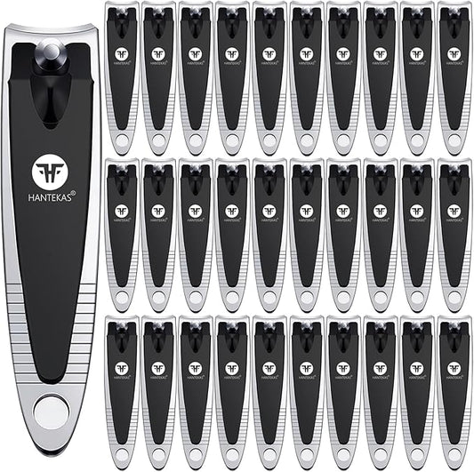 30 Pieces Fingernail Nail Clipper Bulk Blak Sliver Portable Toenail Clippers Cutter Set