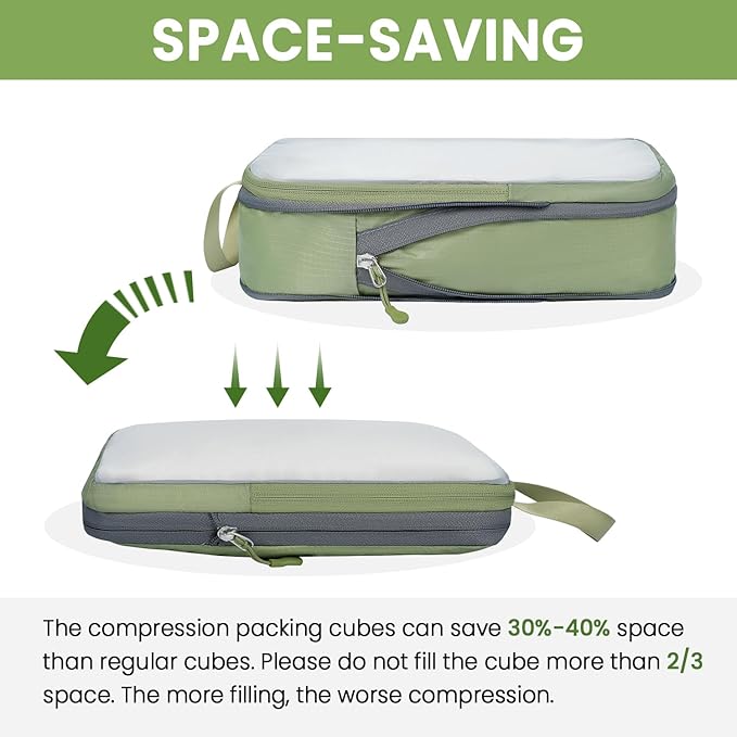 BAGAIL 6 Set Ultralight Compression Packing Cubes Packing Organizer for Travel Accessories Luggage Suitcase Backpack