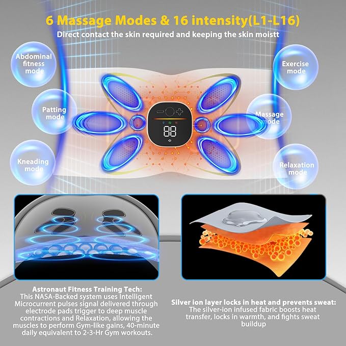 Abs Sculptor, Ab Toning Belt with Heating Pad for Stomach Cellulite Removal Fat Burning, ab Toner Machine for Belly Exercise Smooth & Firming, Lower Back Massager for Pain Relief Women Men Unisex