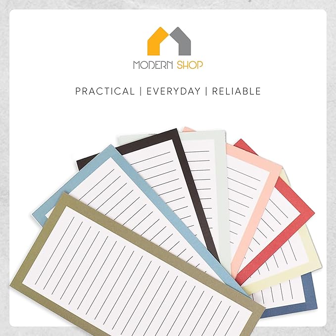 8 Magnetic Notepads – Notepads for Grocery List, Shopping List, To-Do List, Reminders -Strong Magnetic Back- Memo Notepad with Solid Pattern Designs | 25 Sheets per Pad 7.5 x 3.5 inch (8 Pack)