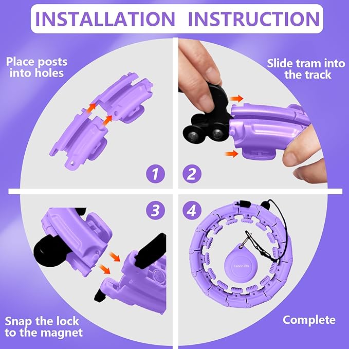 30/12 Knots, Upgraded Magnetic Lock Weighted Hula Hoop for Adults Weight Loss, Infinity Hoop Plus Size, Children Adults Home Outdoors, Fitness Exercise, Abdominal Toner