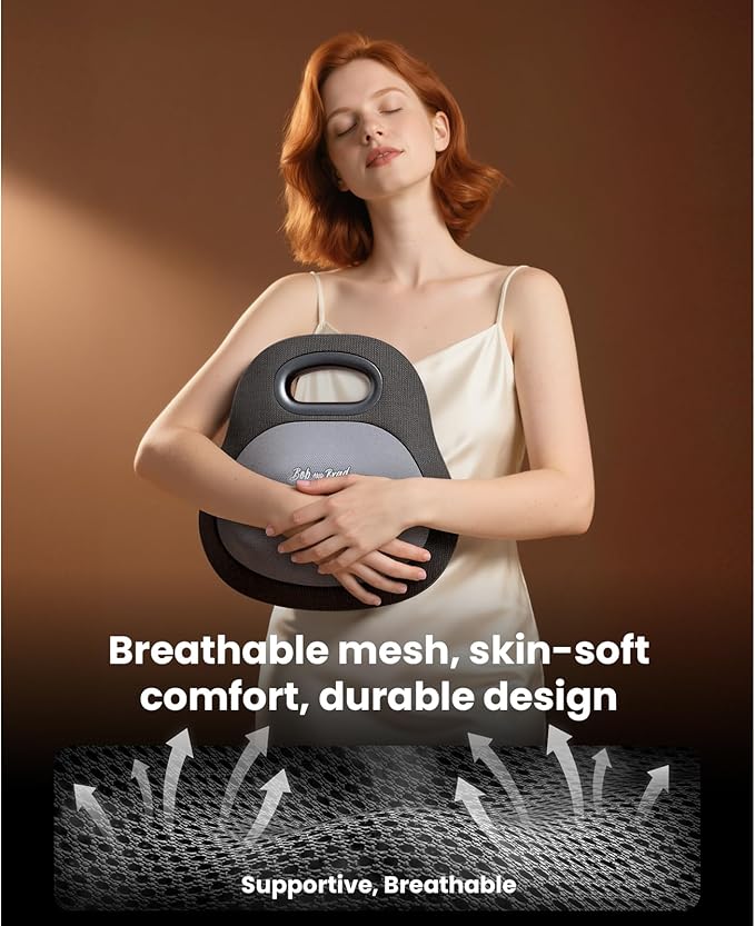 BOB AND BRAD Shiatsu Back Massager with Heat: Rechargeable 4D Kneading EZBack Go Cordless Back Massager Pillow for Pain Relief Deep Tissue, Office Home Relaxation Gifts for Women Men, HSA&FSA Eligible