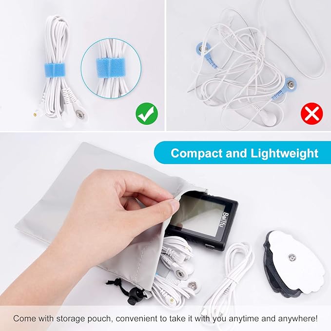 Belifu 4 Independent Channel TENS EMS Unit, 24 Modes,30 Level Intensity Muscle Stimulator Machine, Rechargeable Electric Pulse Massager with 10 Pads&5 Set Leads Wires, for Pain Relief Therapy(Black)