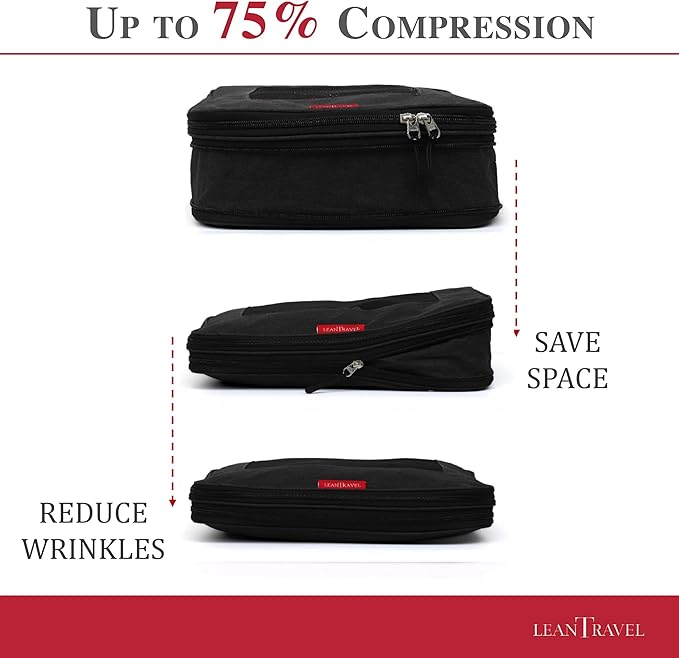 Compression Packing Cubes for Travel Organizers with Double Zipper, LeanTravel