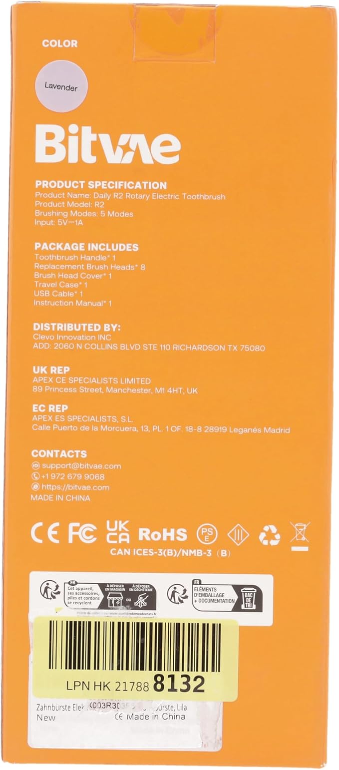 Bitvae R2 Rotating Electric Toothbrush for Adults with 8 Brush Heads, 5 Modes Rechargeable Power Toothbrush with Pressure Sensor, Pink