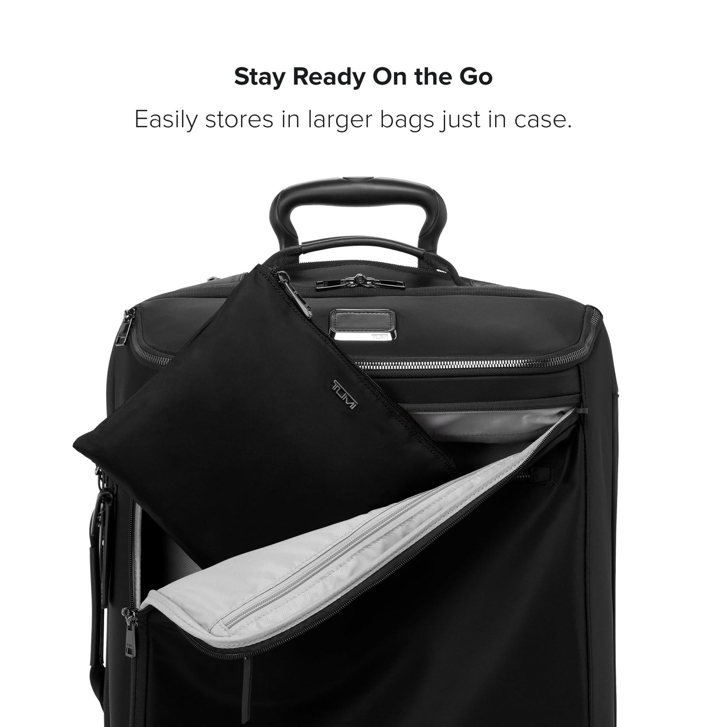 TUMI - Just In Case Foldable Backpack - Lightweight, Compact Travel Backpack - For One Bag Travel - 15.5" X 12.3" X 4.5" - Black with Gunmetal Hardware