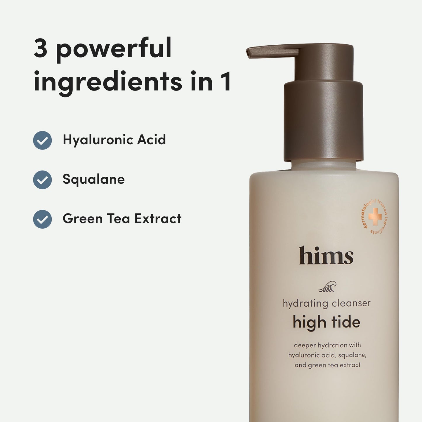 hims High Tide Hydrating Daily Cleanser for Men - Gentle Face Cleanser with Hyaluronic Acid, Squalane and Green Tea Extract - Lemongrass Field Scent