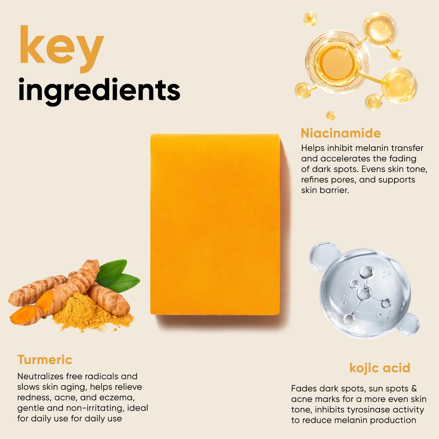 CADDISE Kojic Acid Turmeric Soap Bars – Dark Spot Remover & Skin Care, Handmade Face & Body Wash Bars with Niacinamide, Shea Butter, Tea Oil, Vitamin C (2 Pack, 8.5 Oz)