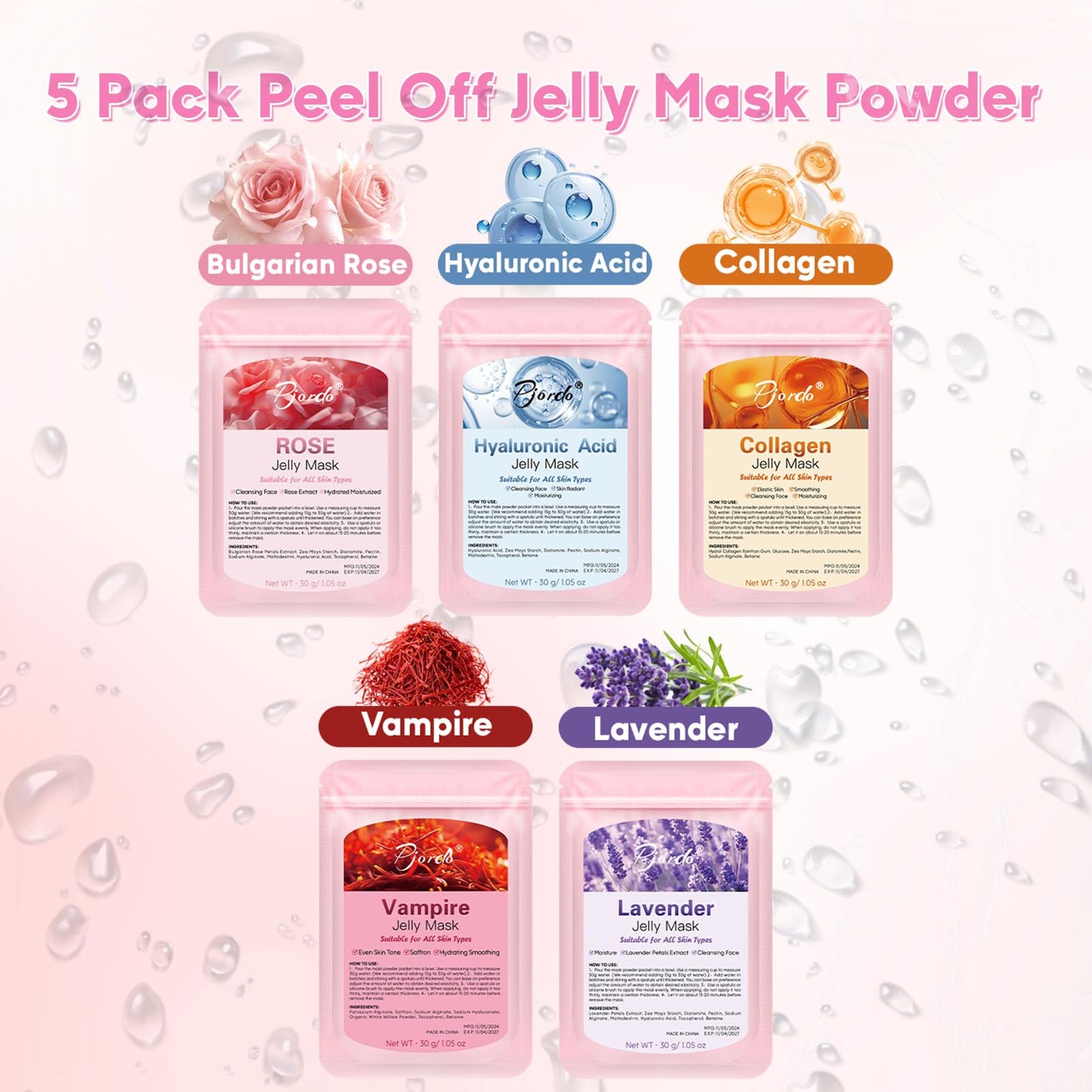 Pjordo Facial Steamer Spa Kit, 12 Skin Care Tools & 5 Jelly Mask Powder, Nano Ionic Steamer for Facial Deep Cleaning Unclog Pores Sinuses, Warm Mist Humidifier for Home SPA, Self Care Gifts for Women