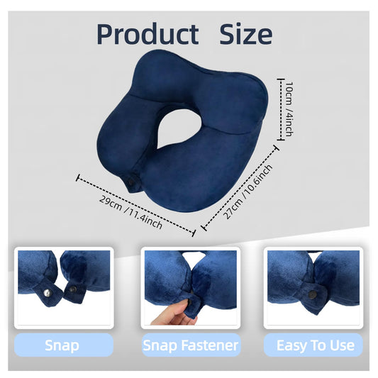 Jron Inflatable Air Travel Pillow Soft Velvet Blow Up Pillow Portable Size Washable Cover for Train Car Office Airplane Sleeping (Navy)