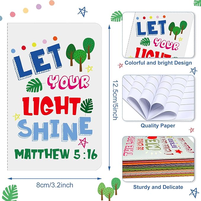 24Pcs Bible Verse Notepads,Mini Religious Pocket Notebooks Motivational Christian Small Inspirational Notepads Journals Gift Bulk Prizes for Kids Teacher School Home Travel Supplies (Bible Colorful)