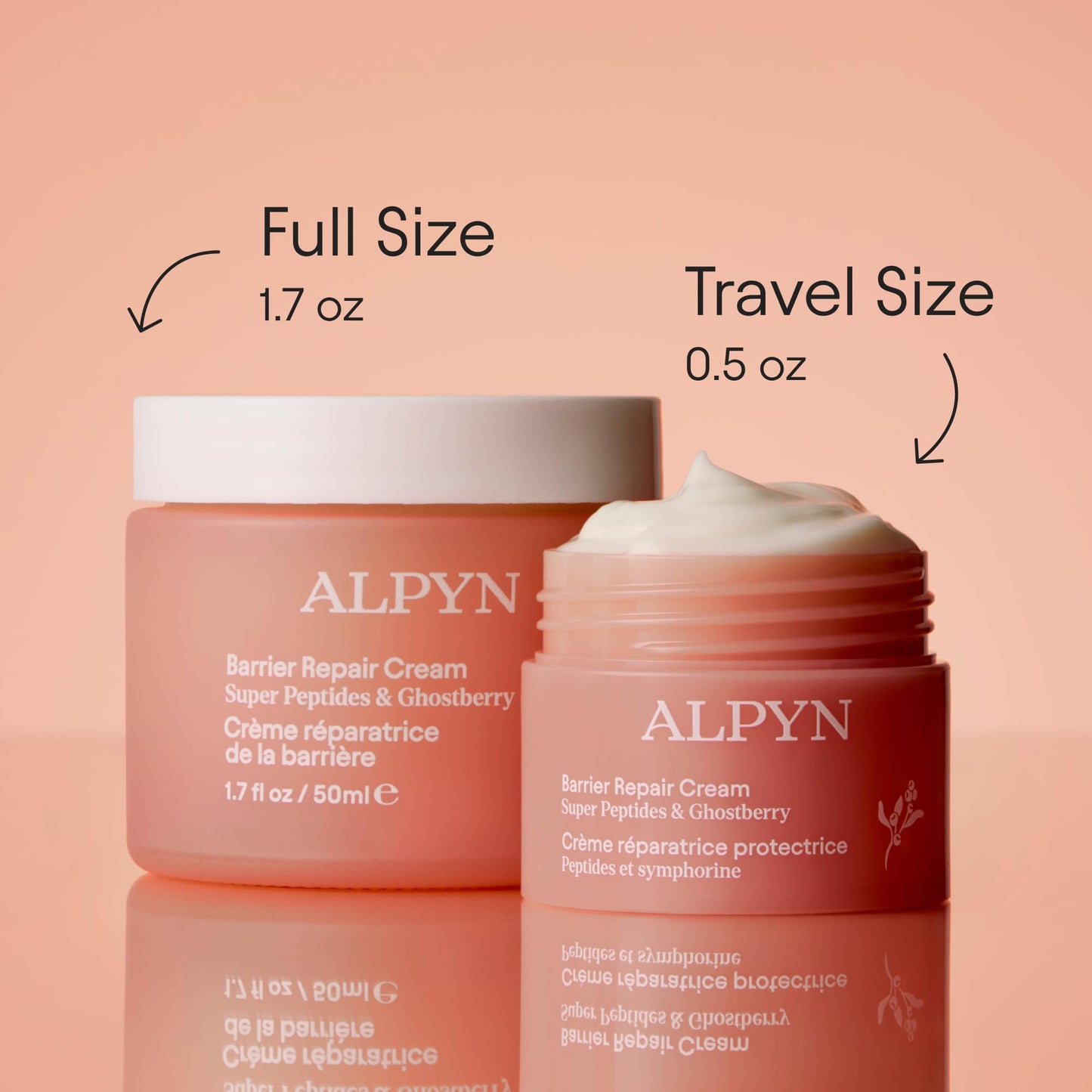 ALPYN Mini Barrier Repair Cream - Super Peptides & Ghostberry Moisturizer for Eczema I Deep Wrinkle Repair I Calm & Soothe Against Redness & Irritation - 0.5 oz / 15 ml