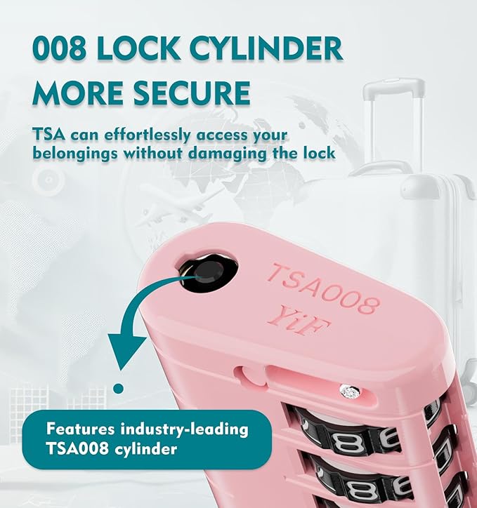 ANVIL 4 Digit Luggage Locks, TSA Locks for Luggage, Advanced TSA008 core, Alert Indicator for Your Travel Lock, Suitcase Lock. (3, Pink)