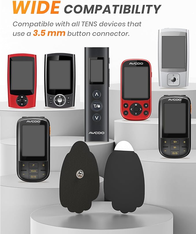 20-Pack TENS Unit Replacement Pads, Long-Lasting Snap Electrodes for 50 Times of Use per Pad, Latex-Free TENS Pads Set Compatible with TENS EMS Devices Using 3.5mm Button Lead Wires Black