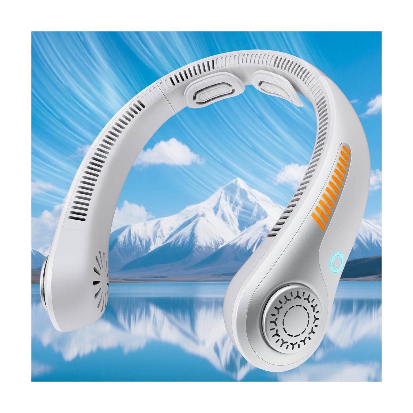 AUIIAH Portable Neck Fan Rechargeable Wearable Personal Fan Blow Cold Air, 5 Speeds, USB-C Battery, Neck Cooler with Neckbrace, Gift for Men Women, Sports, Gardening, Home, Outdoors, Travel, Camping