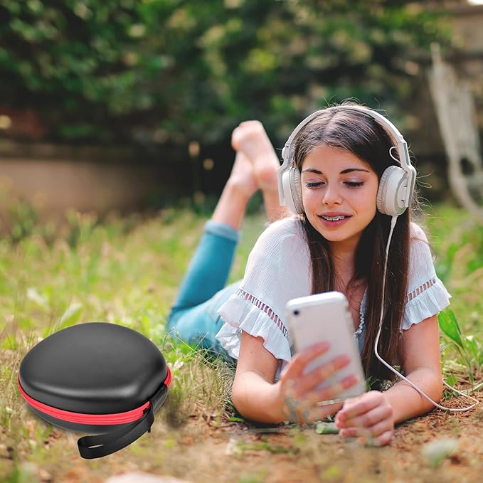 Comecase Universal Headphone Case Comepatible with JBL/for Beats/for Sony/for Bose Max Over Ear Headphone and More, Travel Carrying Box for Bluetooth Wireless Headset (Black+Red Zipper)