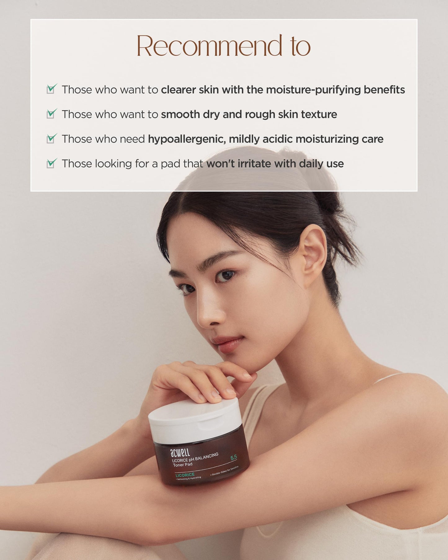 ACWELL Licorice pH Balancing Toner Pad - Vegan Cotton Pad, Double-sided Toner Pads for Blemish and Soothing Care - Korean Daily Skincare - Improves Uneven Skin Tone, 70pads, Transparent