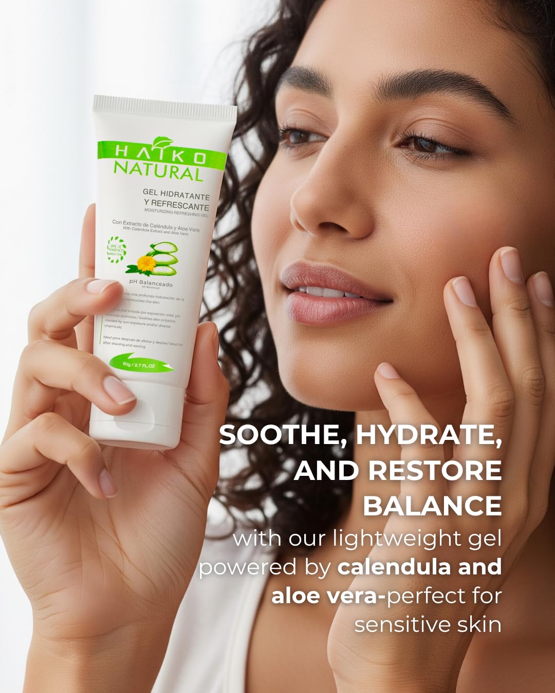 HAIKO NATURAL Soothing Gel with Calendula & Aloe Vera. Hydrating & Calming Paraben-Free Formula for Irritated Skin. Ideal After Sun, Shaving, Waxing or Daily Skin Hydration - 2.7 fl oz / 80g