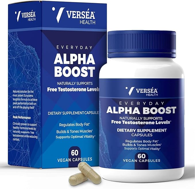 Alpha Boost – Natural Free Testosterone Support, Energy, Stamina, Endurance & Vitality for Men & Women, Multivitamin for Healthy Aging & Performance & Utilizes VESIsorb® (60 Ct)