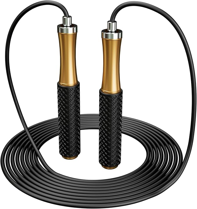 5mm PVC Jump Rope For Men Women - Dual Ball Bearing -Metal Handle Core Covered Rubber Grip- Adjustable 10ft long Skipping Rope - Good For Workout Fitness Weight loss