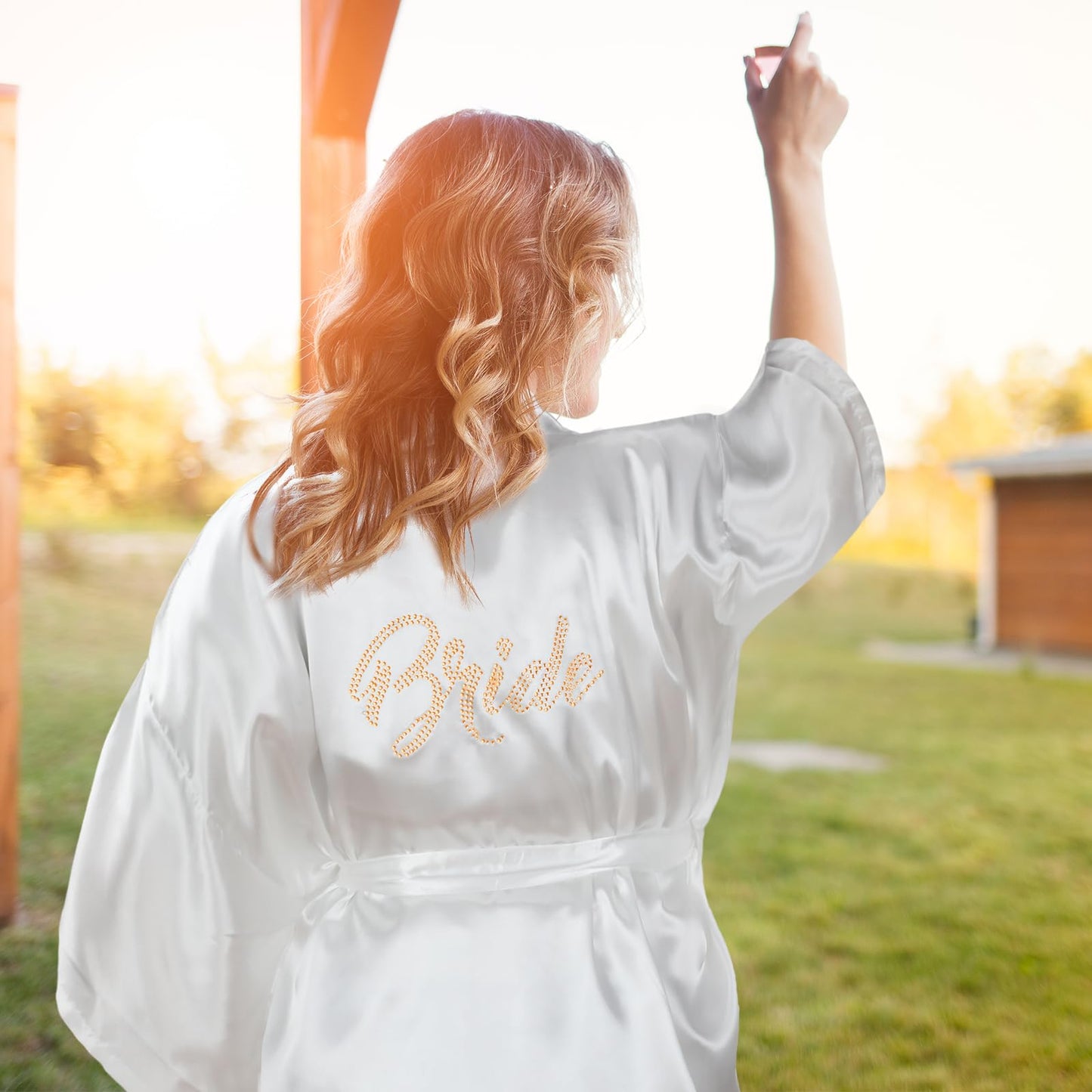 Toulite 6 Pcs Bridal Shower Gift Set Including Slide Slippers Wedding Tote Pearl Rhinestone Cosmetic Bag Bridal Robe Wedding Tumbler Ceramic Jewelry Dish Tray for Engagement Bachelorette Party